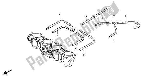 Alle onderdelen voor de Gasklephuis (slangen) van de Honda CBR 600 FR 2001