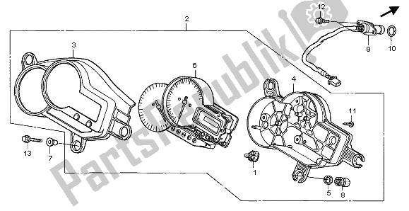 Tutte le parti per il Metro (kmh) del Honda VTR 1000F 2003