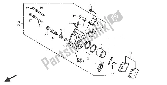 Toutes les pièces pour le étrier De Frein Avant du Honda TRX 250 EX Sporttrax 2005