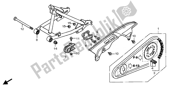 All parts for the Swing Arm & Chain Case of the Honda CRF 70F 2010