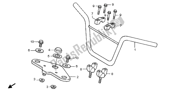 Alle onderdelen voor de Handvatpijp & Hoogste Brug van de Honda XR 70R 1998