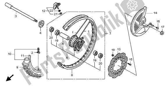 All parts for the Front Wheel of the Honda CRF 450R 2009