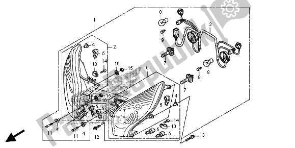 All parts for the Headlight of the Honda FES 125 2012