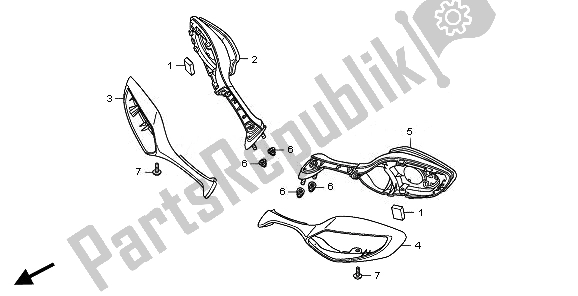 All parts for the Back Mirror of the Honda CBR 1000 RR 2011