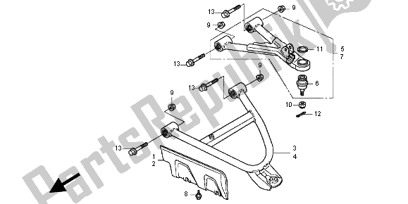 All parts for the Front Arm of the Honda TRX 420 FE Fourtrax Rancer 4X4 ES 2012