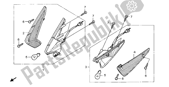 All parts for the Front Winker of the Honda SCV 100F 2006