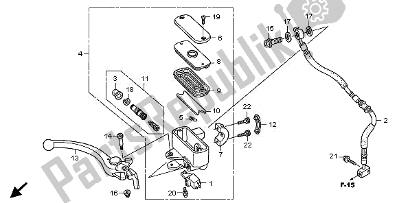 All parts for the Front Brake Master Cylinder of the Honda GL 1800 2010