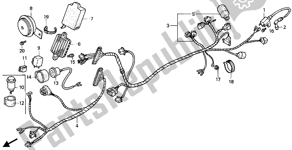 All parts for the Wire Harness of the Honda CN 250 1 1994