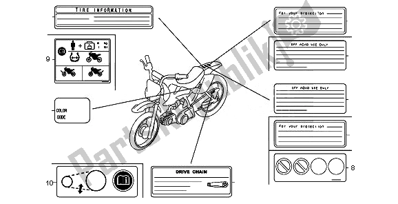 Wszystkie części do Etykieta Ostrzegawcza Honda CRF 70F 2010