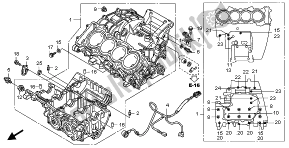 All parts for the Crankcase of the Honda CB 600F3 Hornet 2009