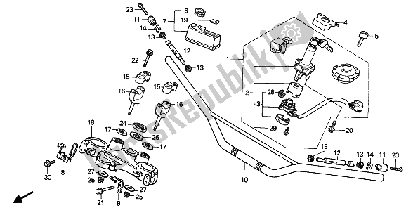 All parts for the Handle Pipe & Top Bridge of the Honda XRV 750 Africa Twin 1992