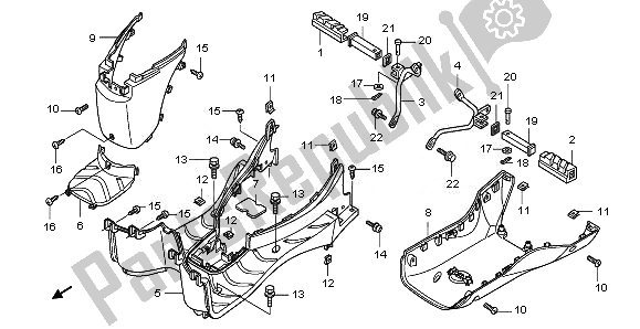 All parts for the Floor Step & Pillion Step of the Honda PES 125R 2011