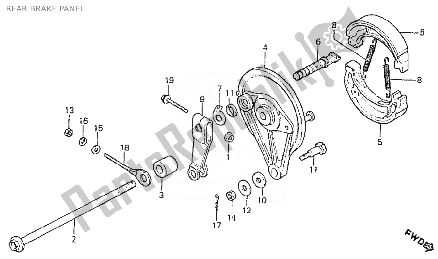 Todas as partes de Painel De Freio Traseiro do Honda MT 50 1980