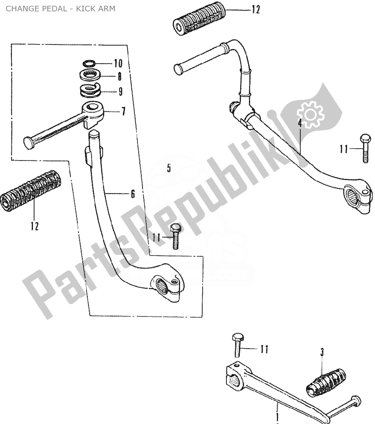 Wszystkie części do Change Pedal - Kick Arm Honda SS 50 1950 - 2023