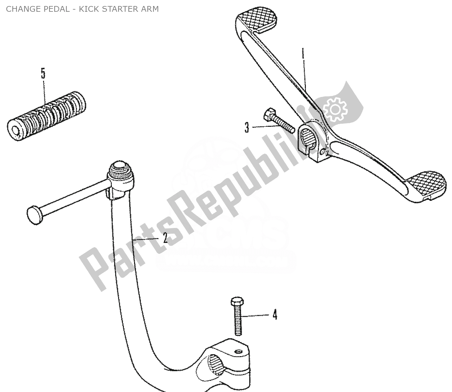 Alle onderdelen voor de Change Pedal - Kick Starter Arm van de Honda CF 70 Chaly 1950 - 2023