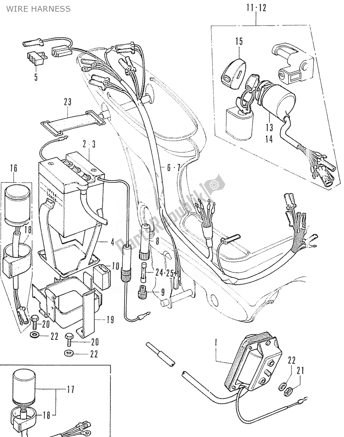 All parts for the Wire Harness of the Honda CF 70 Chaly 1950 - 2023