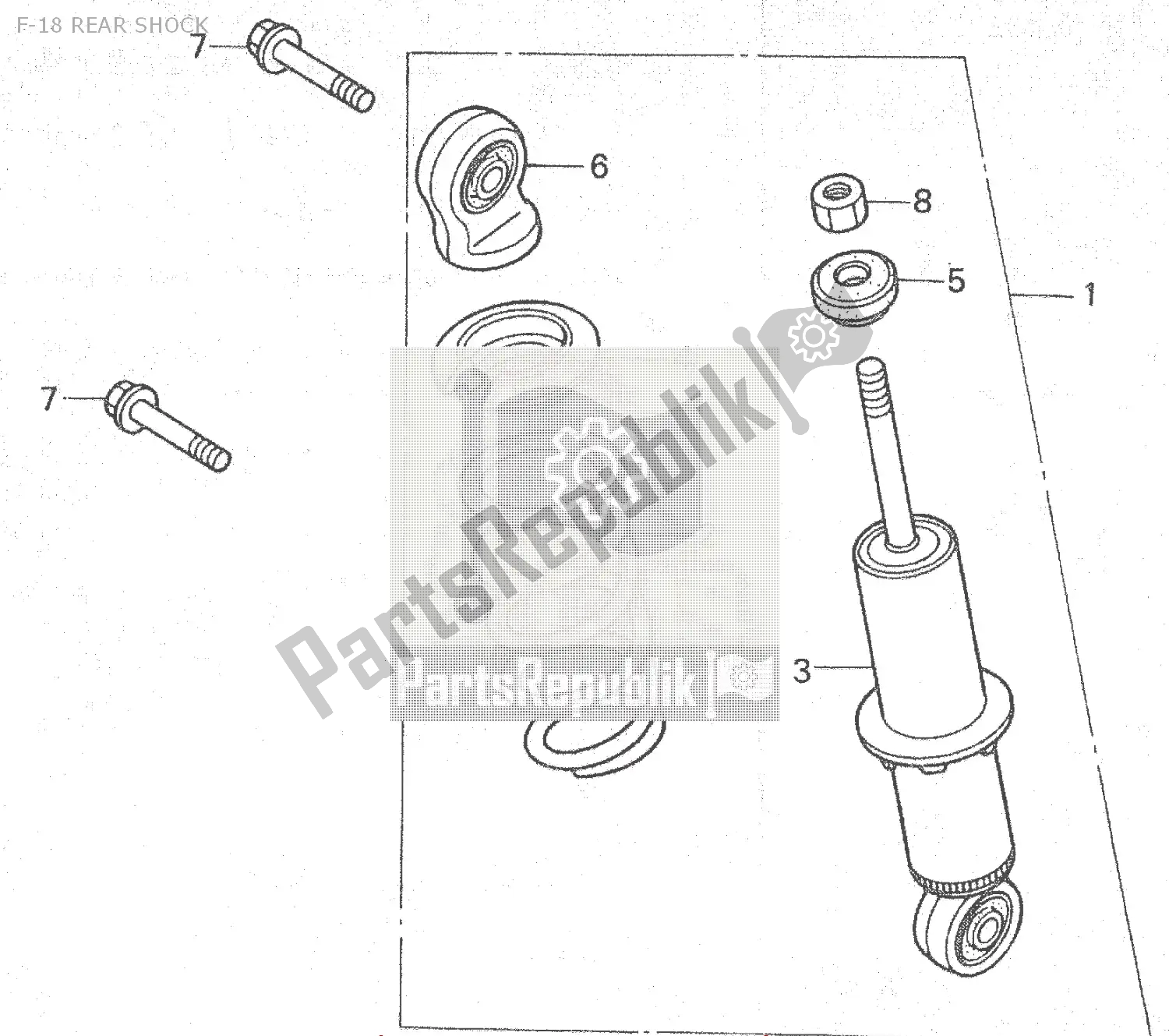 All parts for the F-18 Rear Shock of the Honda ZB 50 Monkey R 1988