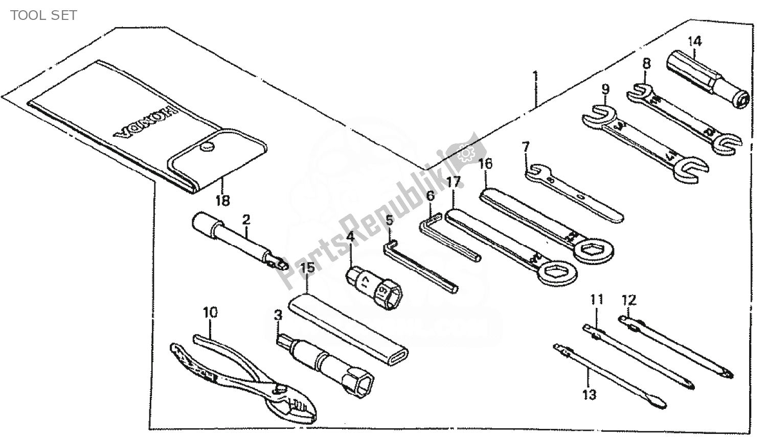 Todas as partes de Conjunto De Ferramentas do Honda VFR 400 1986