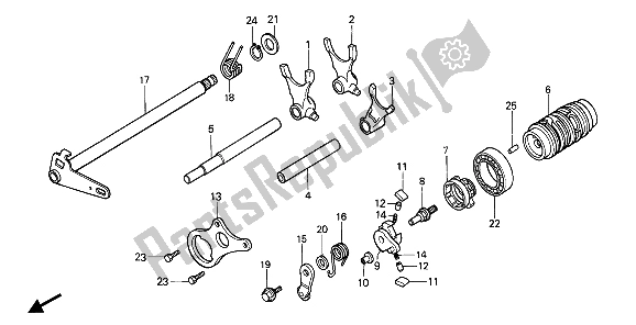 All parts for the Shift Drum & Shift Fork of the Honda CR 80R2 1985