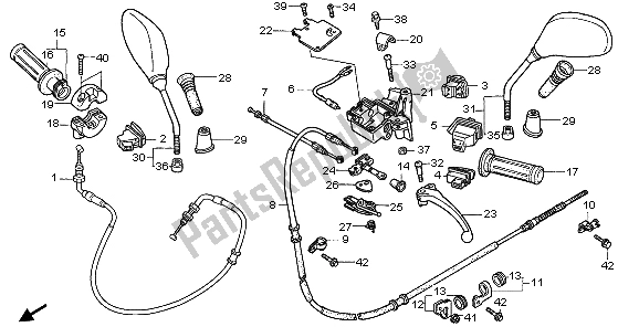 Alle onderdelen voor de Handvat Hendel & Schakelaar & Kabel van de Honda SH 150S 2007