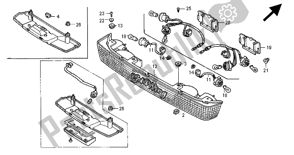 All parts for the Trunk Light of the Honda GL 1500 SE 2000