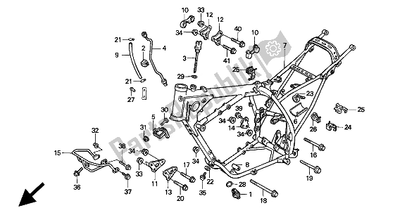 All parts for the Frame Body of the Honda XR 600R 1994