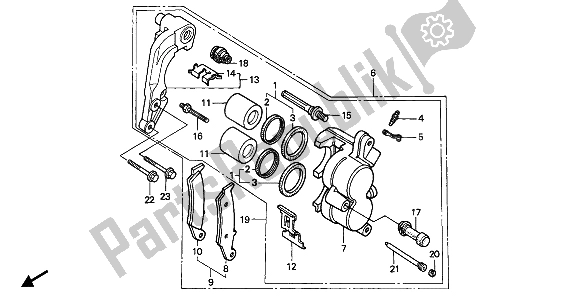 All parts for the Front Brake Caliper of the Honda CR 500R 1 1990