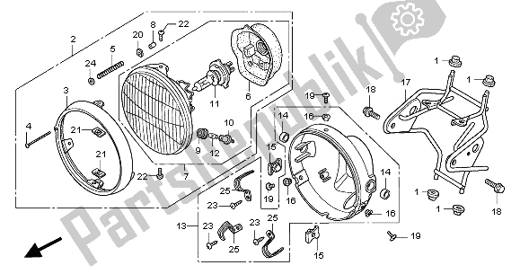 All parts for the Headlight (eu) of the Honda CBF 600 NA 2005