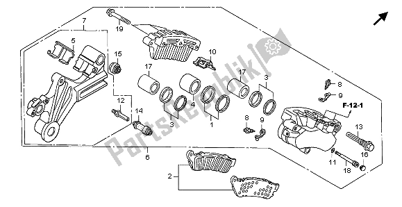 Wszystkie części do Zacisk Hamulca Tylnego Honda XL 1000 VA 2007