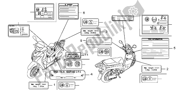 All parts for the Caution Label of the Honda SH 150D 2009