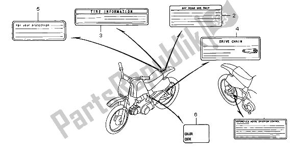 All parts for the Caution Label of the Honda XR 70R 1999