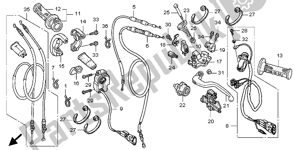 All parts for the Handle Lever & Switch & Cable of the Honda CRF 450X 2009