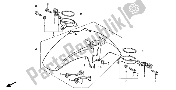 All parts for the Front Fender of the Honda CB 1000F 1994