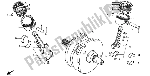 All parts for the Crankcase & Piston of the Honda VT 1100C 1994