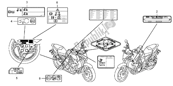 Todas as partes de Etiqueta De Cuidado do Honda CB 1000 RA 2012