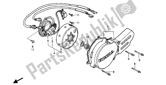 Todas las partes para Tapa Del Cárter Izquierdo Y Generador de Honda CR 80R 1989