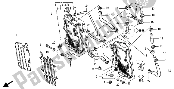 All parts for the Radiator of the Honda CRF 450R 2004