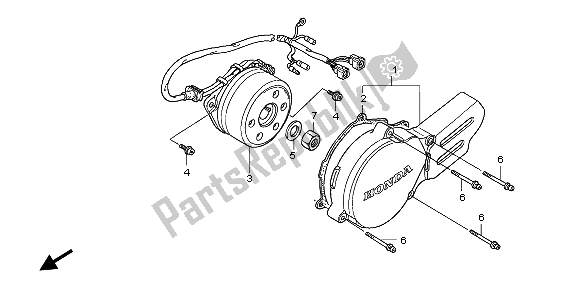 Wszystkie części do Lewa Pokrywa Skrzyni Korbowej Honda CR 85 RB LW 2007