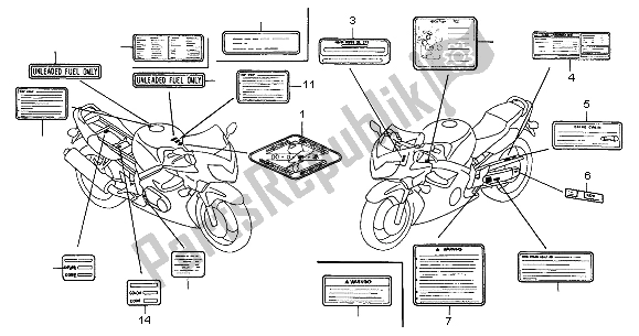 Tutte le parti per il Etichetta Di Avvertenza del Honda CBR 600F 2004
