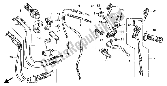 Todas las partes para Manejar Palanca E Interruptor Y Cable de Honda CRF 150R SW 2008