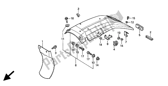 Toutes les pièces pour le Garde-boue Arrière du Honda XR 600R 1994