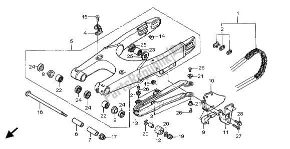 All parts for the Swingarm of the Honda CR 80 RB LW 2001