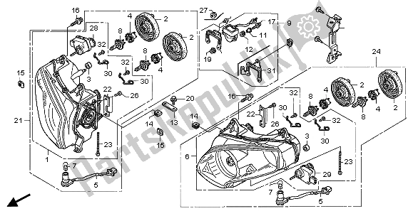 Tutte le parti per il Faro (eu) del Honda GL 1800 Airbag 2007