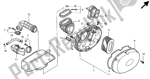 All parts for the Air Cleaner of the Honda VT 750C2 2000