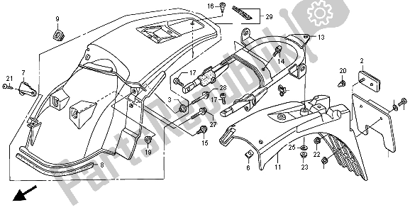 Todas las partes para Guardabarros Trasero de Honda XR 650R 2004