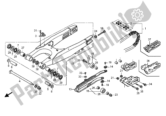 Alle onderdelen voor de Achterbrug van de Honda CRF 250X 2012