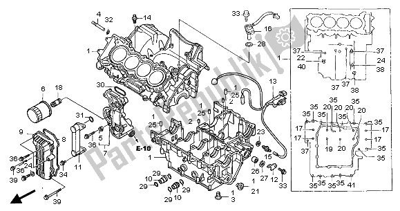 All parts for the Crankcase of the Honda CBF 600N 2005