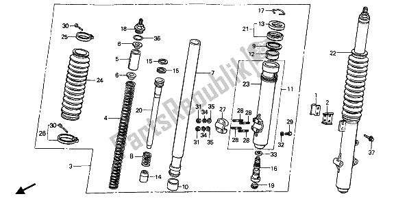 Todas las partes para Tenedor Frontal de Honda CR 125R 1985