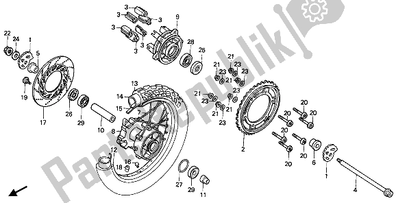 All parts for the Rear Wheel of the Honda XRV 650 Africa Twin 1988