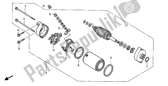 All parts for the Starting Motor of the Honda VTX 1300S 2007